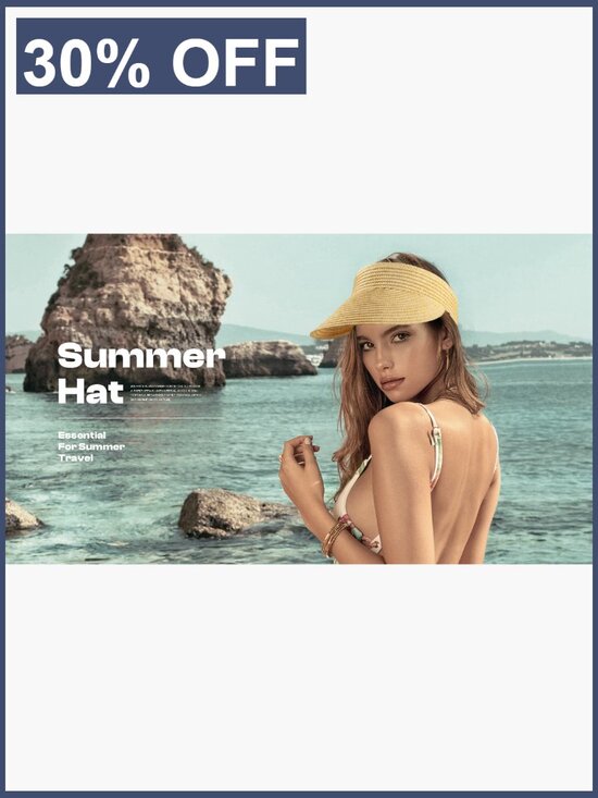 Wide Brim UPF50+ Straw Sun Visor Hat for Women, Packable Foldable Summer main image 6